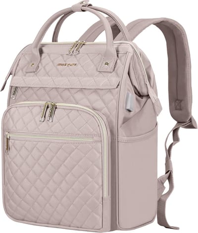 Dames Laptoprugzak – Waterafstotend, 23,5L, 17,3 Inch Laptopvak, Trolley Sleeve, Gewatteerd Roze