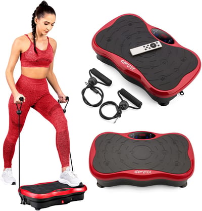 Gymtek® Trilplaat XP500 - tot 180kg - 5 Trainingsprogramma's, 99 Niveaus - 2 Uitbreidingsbanden - Bluetooth, Afstandsbediening, LCD, Luidspreker