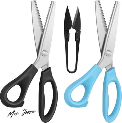 Mrs. Jones Ambachtelijke schaarset professionele snijmachine naaien handwerk gekartelde schaar 2 paar 2 cm puntschaar 1 paar 105 cm draad knippen Celestial blauw zwart set van 3 .