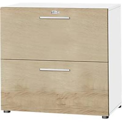Schäfer Shop  Select Hangmappenkast SET UP, 2 hangmappenladen, afsluitbaar, B 800 x D 420 x H 744 mm, wit/eiken