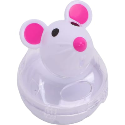Jouet Distributeur de Friandises pour Chat Forme de Souris Interactive Jouet de Jeu pour Chat pour l'Intérieur et l'Exercice des Chatons blanc