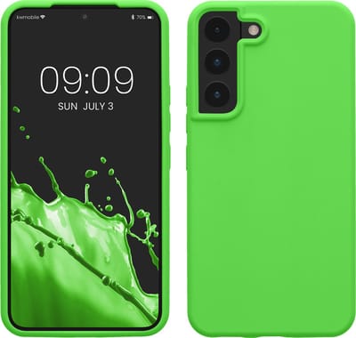 kwmobile telefoonhoesje geschikt voor Samsung Galaxy S22 - Hoesje met siliconen coating - Smartphone case in limoengroen