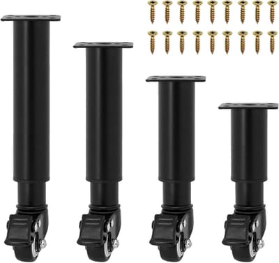Meubelpoten Set - Kastpoten Bankpoten - Meubels Verplaatsen - Verstelbaar Met Wielen - 24.5-36 cm - Zwart