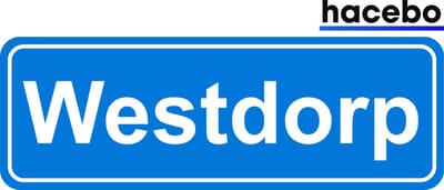 Hacebo - Plaatsnaam Sticker - 29x10 CM - Westdorp sticker - Verkeersborden sticker - grappige cadeaus - Westdorp