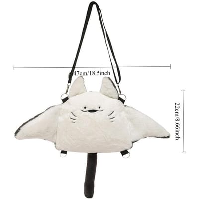 Creatieve Pijlstaartrog Pluche Rugzakken Schattige Pluizige Cartoon Dier Schouder Crossbody Tas Casual Pluche Knuffel Schooltas Dames Kawaii Cadeaus white