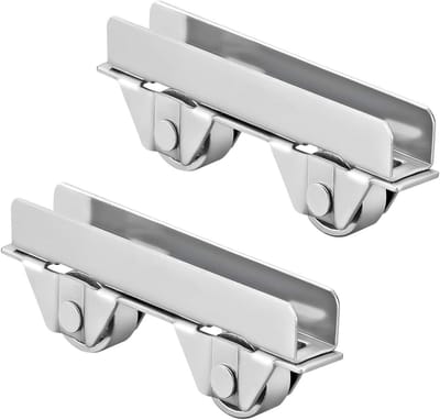 4-delige set metalen glazen deurrollen, schuifdeurwielen voor glazen deuren met een dikte van 6 mm, ideaal voor moderne interieurs en renovaties