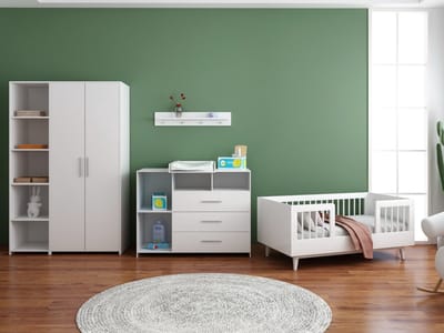 Born Lucky ® Peuterkamer Timo Wit 3 Delig met Commode Jim en Lars Kledingkast – Geschikt vanaf 2 Jaar