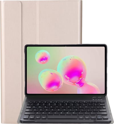Hoes - Geschikt voor Samsung Galaxy Tab S6 Lite - Keyboard Book Cover - Toetsenbord Case - Hoesje - Goud