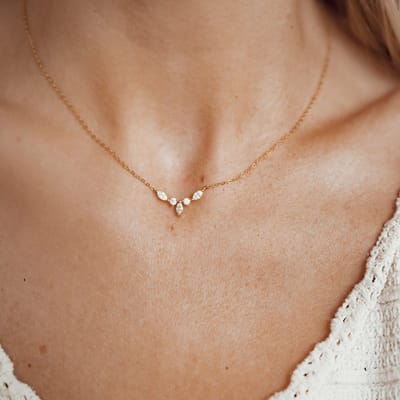 Hey Happiness Kroon Halsketting met Zirkonia Dames 925 Zilver 18K Verguld – 41 cm + 5 cm Verstelbaar – Goud