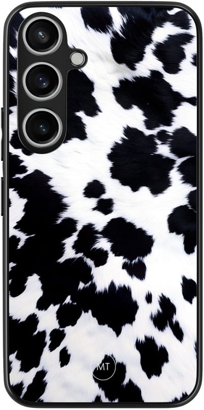Hoesje geschikt voor Samsung Galaxy A55 - Koeienprint - TPU Hard Case Backcover - Zwart, Wit - Mooie Telefoonhoesjes