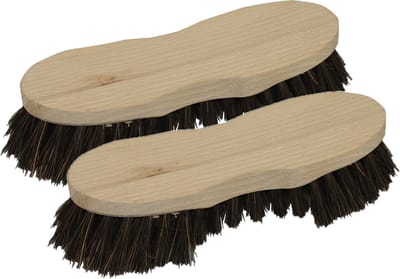 Set van 2x stuks schrobborstels van hout met baard s-vorm bruin - Schoonmaakartikelen/schoonmaakborstels