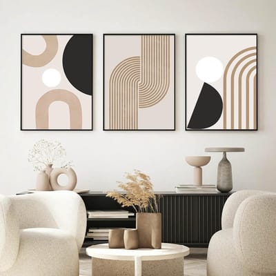 Abstracte Lijnkunst Posters Set van 3 voor Woonkamer of Slaapkamer