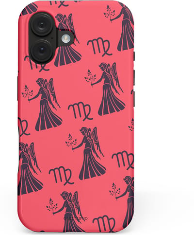 Casetastic hoesje geschikt voor Apple iPhone 16 - MagSafe - Dubbellaagse bescherming - Zodiak maagd - Fashion Case - Koraal Donkergrijs