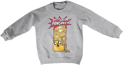Adventure Time Makin' Bac-on -pannenkoeken-kindersweatshirt, grijs gemêleerd