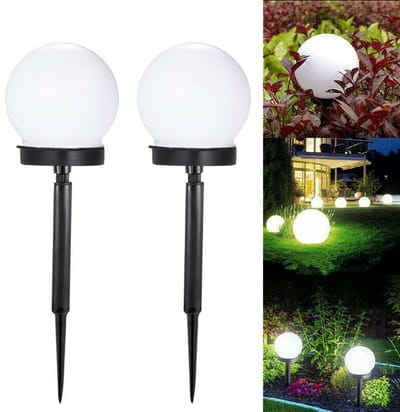 2 Stuks Zonne-LED-lampen – Rond – Wit – Voor Gazon, Terras & Oprit – Buitenverlichting