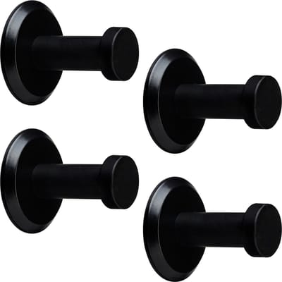 4 stuks SOTECH kapstokhaken Talea RVS zwart gepoederlakt lengte: 33 mm incl. plaatje en bevestigingsset