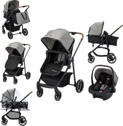 3-in-1 Kinderwagen Set - Combi Kinderwagen Reiswieg - Veilig Reizen Met Baby - Draaibare 2-in-1 Zitting - Tot 22 kg