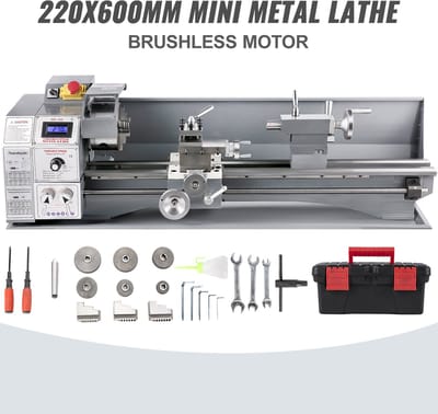 VEVOR Mini Draaibank 220x600mm Draaibank Metaal 750 W Mini Draaibank voor Metaalbewerking Draaibank Metaal Nauwkeurig Gemakkelijk te Gebruiken