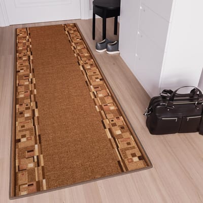 Tapiso Antislip Rubber Mat Beige Licht Bruin Klassiek Rubbermat Tapijt Maat- 100x300