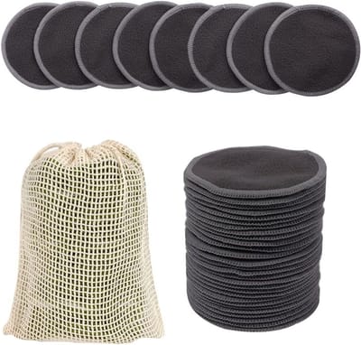 Herbruikbare Makeup Verwijder Pads - 24 Stuks Eco-vriendelijk Wasbare Bamboo Microfiber Pads met Waszak, Gezichtsreiniging Puff voor Alle Huidtypes, Perfect Cadeau voor Vrouwen