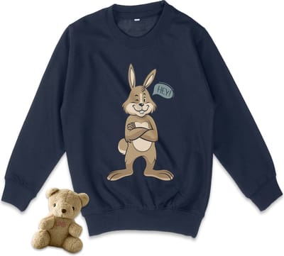 AWDis - Jongens en Meisjes Sweater Trui - Konijn - Donker Blauw - Maat 104 (XS)