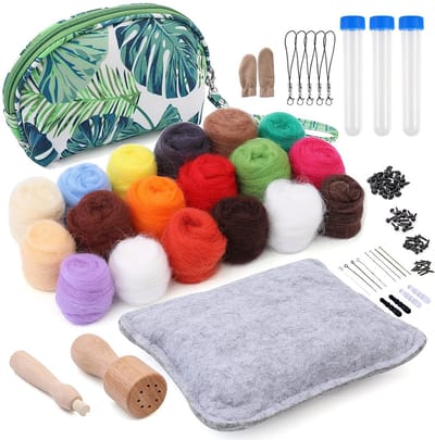 Viltwol Set 18 Kleuren – Compleet Starterspakket voor Naaldvilten – DIY Vilt Creatie Kit met Accessoires voor Beginners en Gevorderden
