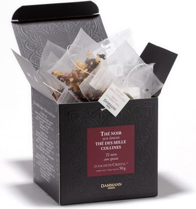 Dammann Frères - The Des Mille Collines 25 cristal zakjes - Vegan Chai - Kruidige zwarte thee - Composteerbare thee builtjes