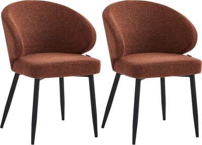 Colenis® - Ruby Eetkamerstoel - Set Van 2 – Bordeaux – Bouclé - Design