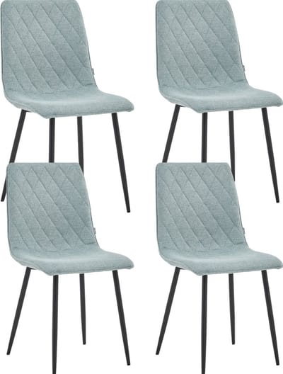 Colenis® - Elise Eetkamerstoel - Set Van 4 - Turquoise - Linnen Stof- Industrieel