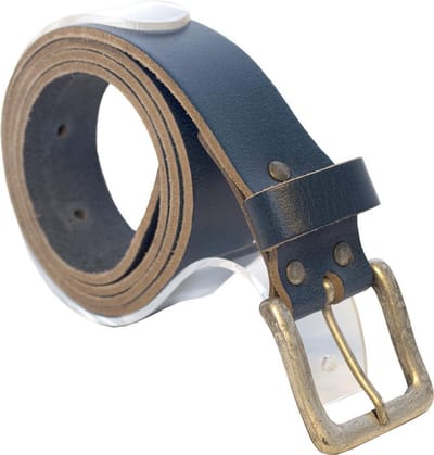 Echte Blauw Lederen Casual Dames Riem Of Heren Riem - Maat 100 CM (Taille tot 85 cm)