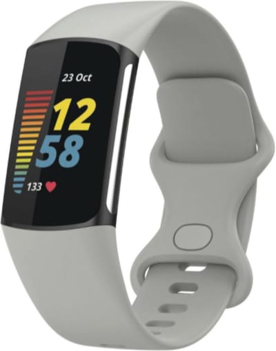 MY PROTECT - Siliconen Bandje - Geschikt Voor Fitbit Charge 5 / Fitbit Charge 6 Siliconen Bandje Horlogeband / Polsband / Armband - Grijs
