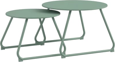 Set Salontafels - Bijzettafels Tuin - Buiten Zitten - Uittrekbaar Ontwerp - Ø 60 en 48 cm - Groen
