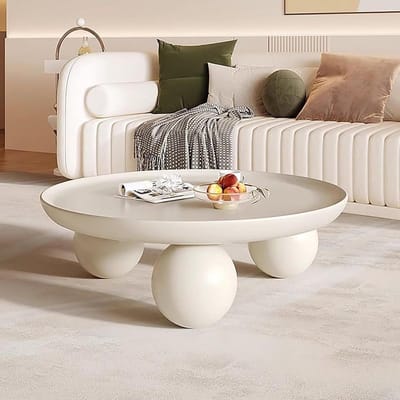 Ronde Salontafels Voor Woonkamer, Moderne Koffietafel Met Driehoekige Bolvormige Basis, Lage Bijzettafel, Kleine Tafel, Multifunctionele Lage Tafel Voor Appartement En Slaapkamer