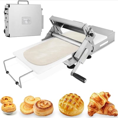 Handmatige deegroller - Bakkerij tool - Deeg uitrollen - Verstelbare dikte - 83 x 49 x 20cm - Zilverkleurig