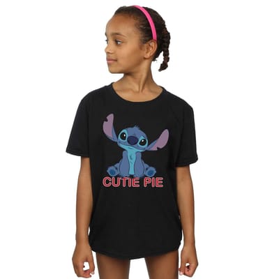 Disney Meisjes Lilo en Stitch Stitch Cutie Pie Katoenen T-shirt (Zwart)