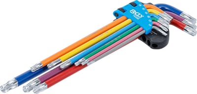 BGS Stiftsleutelset - meerkleurig - extra lang - Torx met kogelkop T10 - T50 - 9 delig
