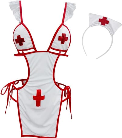 Lingerieset verpleegster - achterloos - sexy babydoll - perfect voor rollenspel - ShopVlot