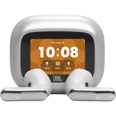 JBL Live Flex 4 – Draadloze Oortjes met Noise Cancelling – Smart Case met Touchscreen – Bluetooth Draadloos Oordopjes – 50 uur – Waterdicht – IP54 - Zilver