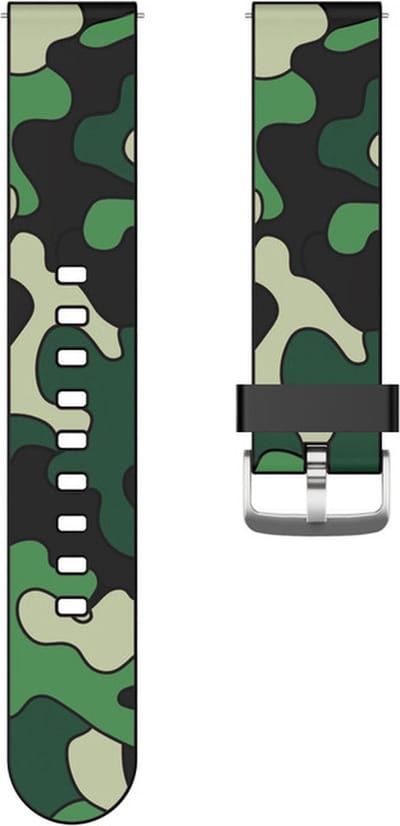 Siliconen bandje - geschikt voor Huawei Watch GT Runner 2 / GT 2(e) 46 mm / GT 3 / 4 / 5 (Pro) 46 mm / Watch 3 (Pro) / Watch 4 (Pro) / GT 6 (PRO) 46mm - camouflage lichtgroen