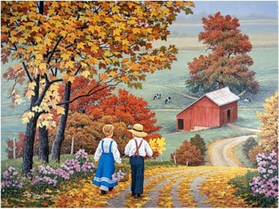 Schilderkunst - boerderij - kinderen - Diamond Painting - 50x40 - ronde steentjes