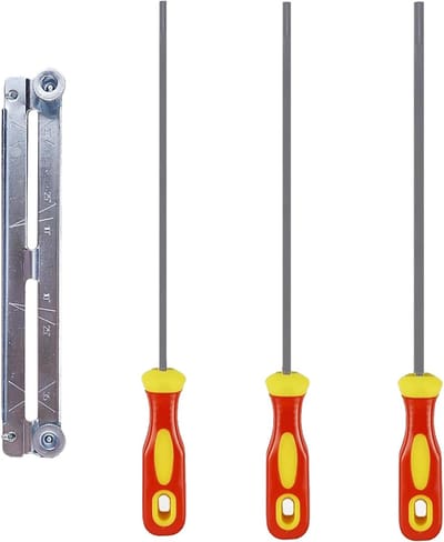 Kettingzaagvijlen Set - Ronde Vijlen - Ketting Slijpen - Hoge Hardheid Staal - 3 Maten - Rood