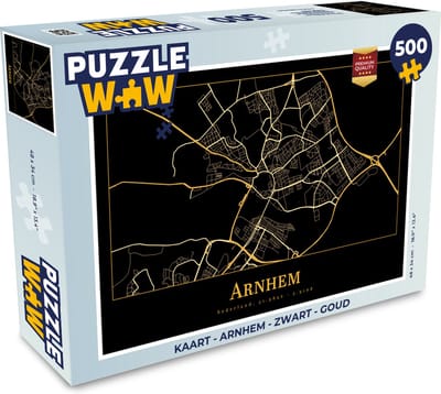 Puzzel Kaart - Arnhem - Zwart - Goud - Legpuzzel - Puzzel 500 stukjes