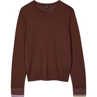 Paul Smith Knitted Sweater Crew Neck Dark Brown Maat: S | Sweaters Outlet | Dames | Bruin