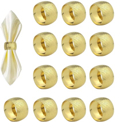 Dailygoods- Servetringen Goud - 13 Stuks - Metalen Servetringen - Tafeldecoratie - Bruiloft/Diner - 12 x 10 x 2,5 cm - Elegant Design - Servettenhouders