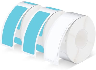 Dailygoods- Labeltape 3 Rollen - Zelfklevend - 160 Etiketten/Rol - Wit/Blauw - 12 x 40 mm - Thermisch