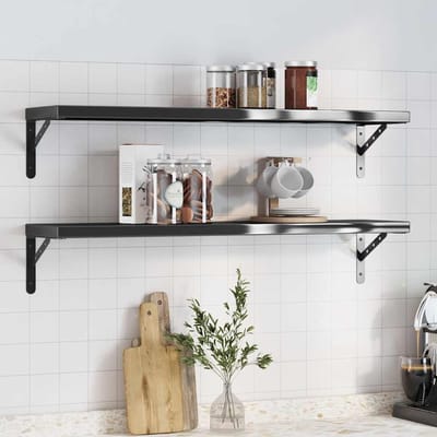 vidaXL - Wandschappen - 2 - st - 100x23,5 - cm - roestvrijstaal - zwart