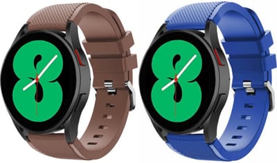 Strap-it Bundel – Siliconen Bandje Blauw + Bruin – geschikt voor Samsung Galaxy Watch 7 / 6 (Classic) / 5 / 5 Pro / 4 (Classic) / Watch FE – Comfortabele & Stijlvolle Smartwatch Bandjes