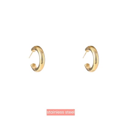 Go Dutch Label Oorringen Striped Hollow Hoop Goud