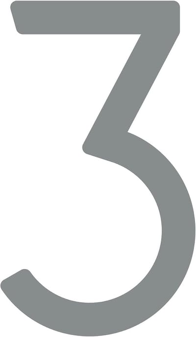 Huisnummer 3 - Modern cijfer - Aan de gevel - Roestvrij staal - 15.2 cm hoog - Grijs metallic