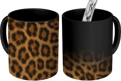 Magische Mok - Foto op Warmte Mokken - Koffiemok - Pantervacht - Realistisch - Bruin - Magic Mok - Beker - 350 ML - Theemok